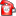 The image shows a small red telephone-shaped symbol on a light background. It has a curved handset-like shape above a blockier lower section with dark gray details. The icon is heavily pixelated at this size.