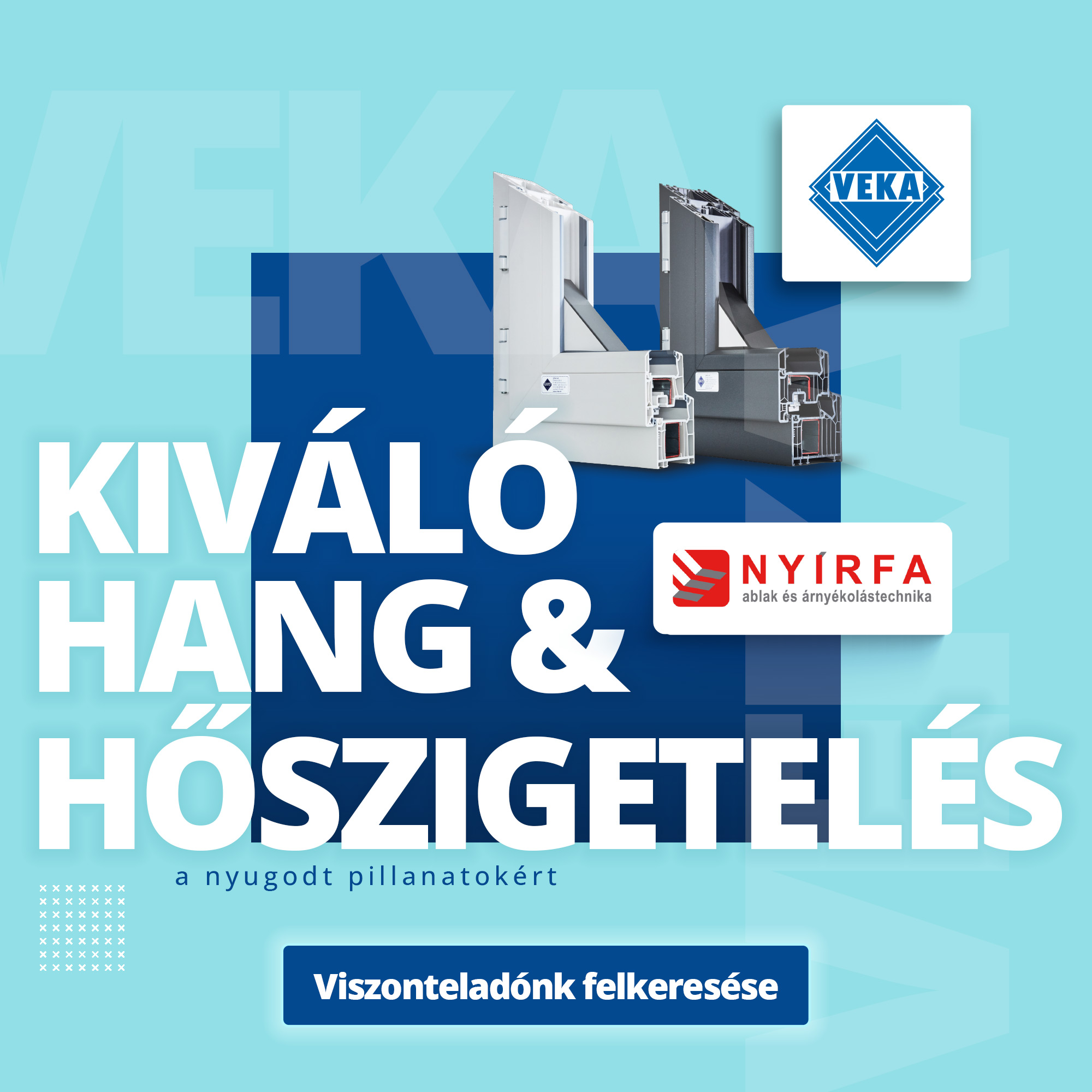 VEKA Magyarország hirdetésének könyvtári kreatívképe