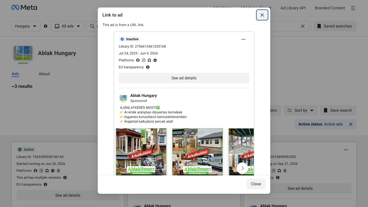 A Meta Hirdetéstár eredeti nézete, 2756613461205168