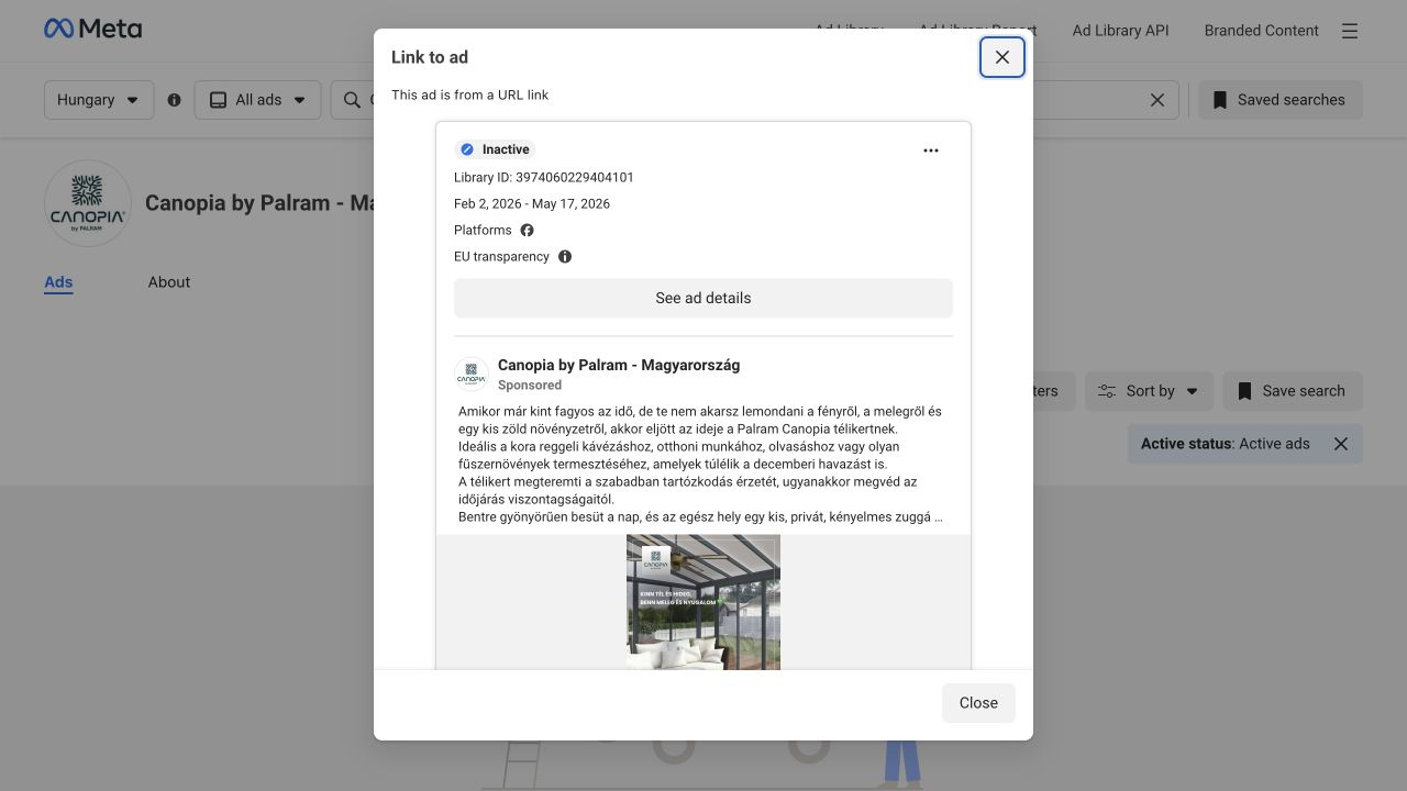 A Meta Hirdetéstár eredeti nézete, 3974060229404101