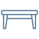 Blue-gray furniture-like icon on a white square background.