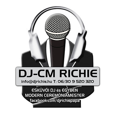 DJ-CM Richie wedding DJ and modern ceremony-master logo.