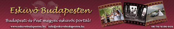 Esküvő Budapesten wedding portal banner with wedding photo filmstrip.