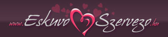 EskuvoSzervezo.hu wedding planning banner with pink heart motif.