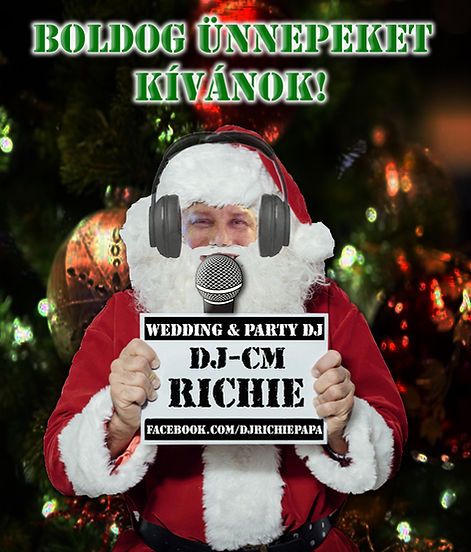 Santa-themed DJ Richie holiday greeting poster.