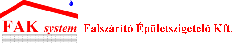 Falszárító Épületszigetelő Kft. logo with red and blue building mark.