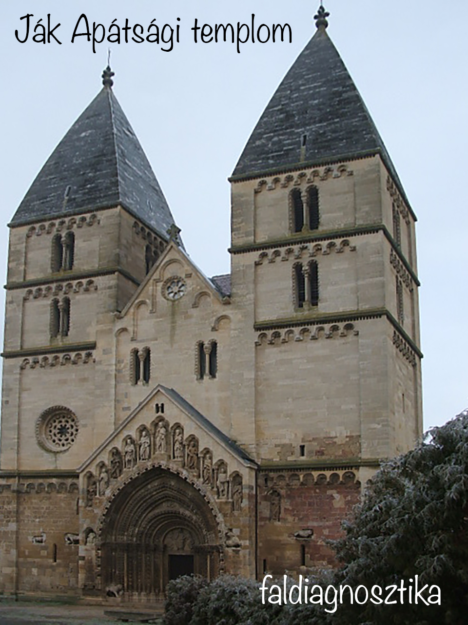 Ják Abbey Church facade used for wall diagnostics