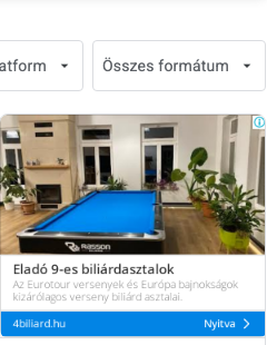 4Biliárd.hu Google display hirdetés termékfotóval eladó biliárdasztalokról