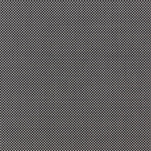 A dark gray and black woven surface fills the image. Repeating small pale openings and darker threads create a tight checker-like texture. The pattern remains uniform from edge to edge.
