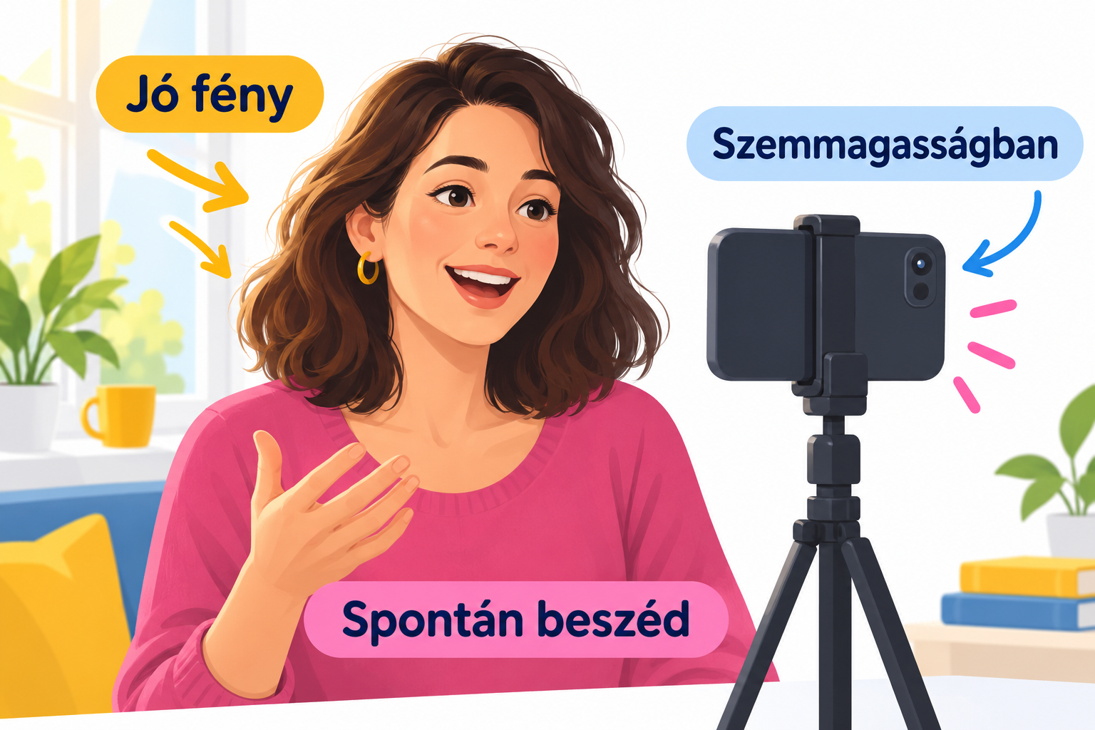 Szemmagasságban lévő kamera, jó fény és spontán beszéd