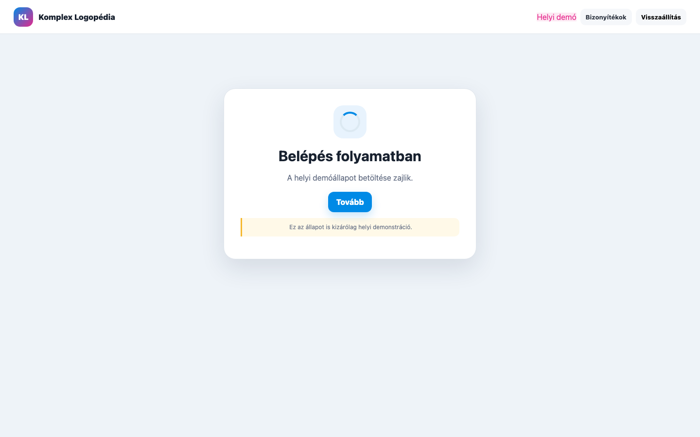 Belépés · betöltés asztali nézet