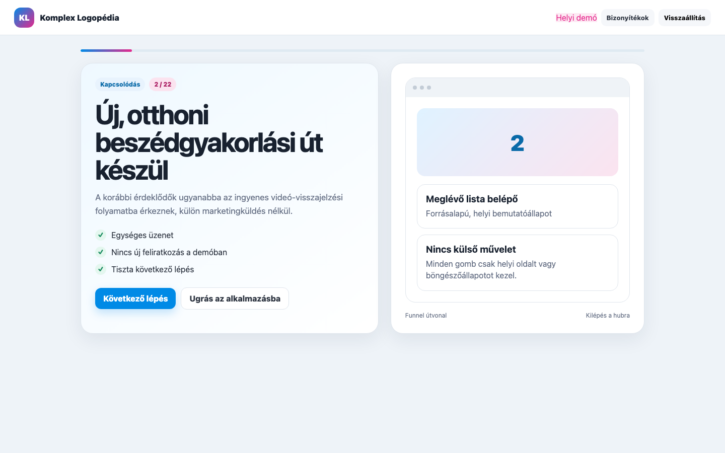 Meglévő lista belépő asztali nézet