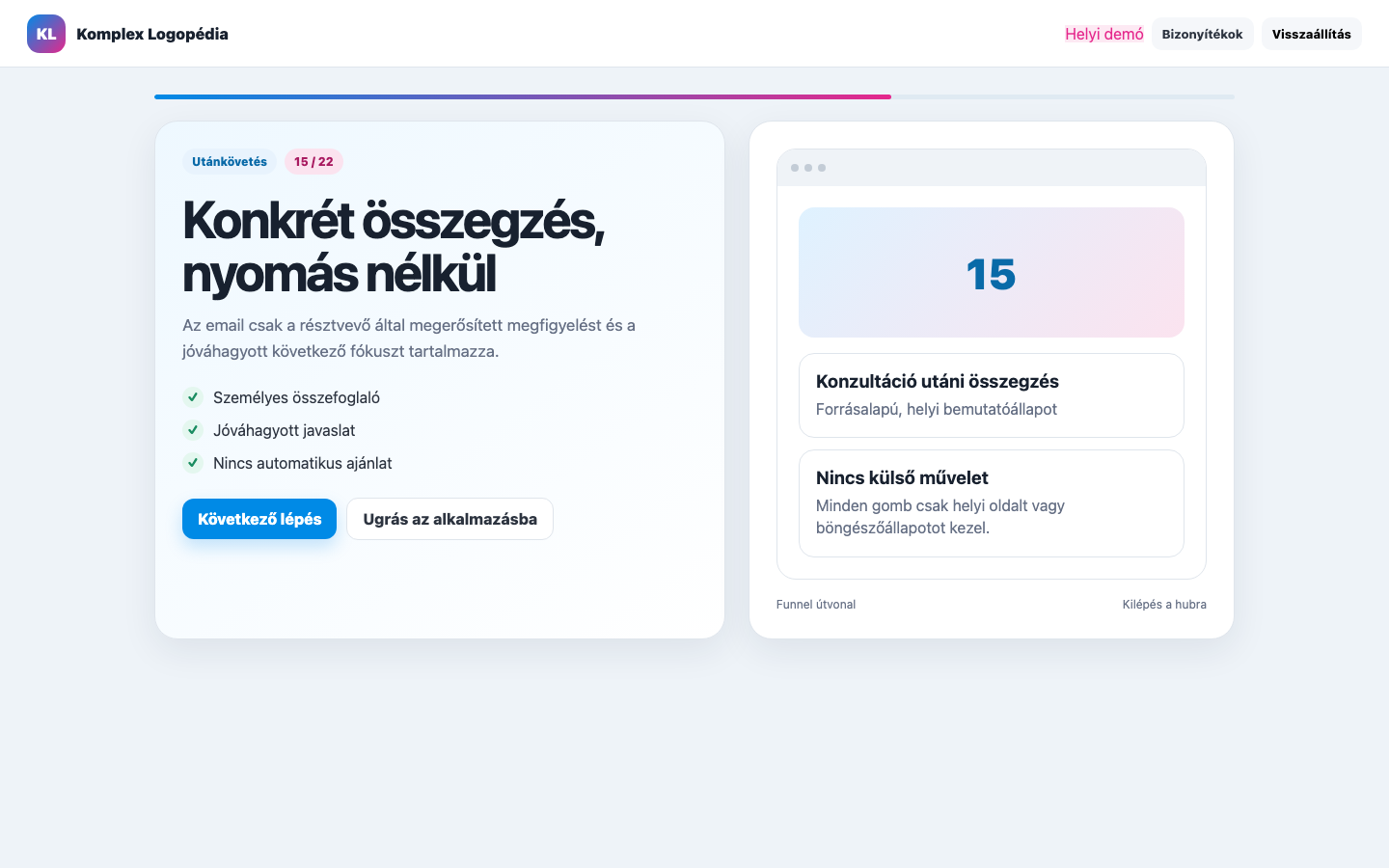 Konzultáció utáni összegzés asztali nézet