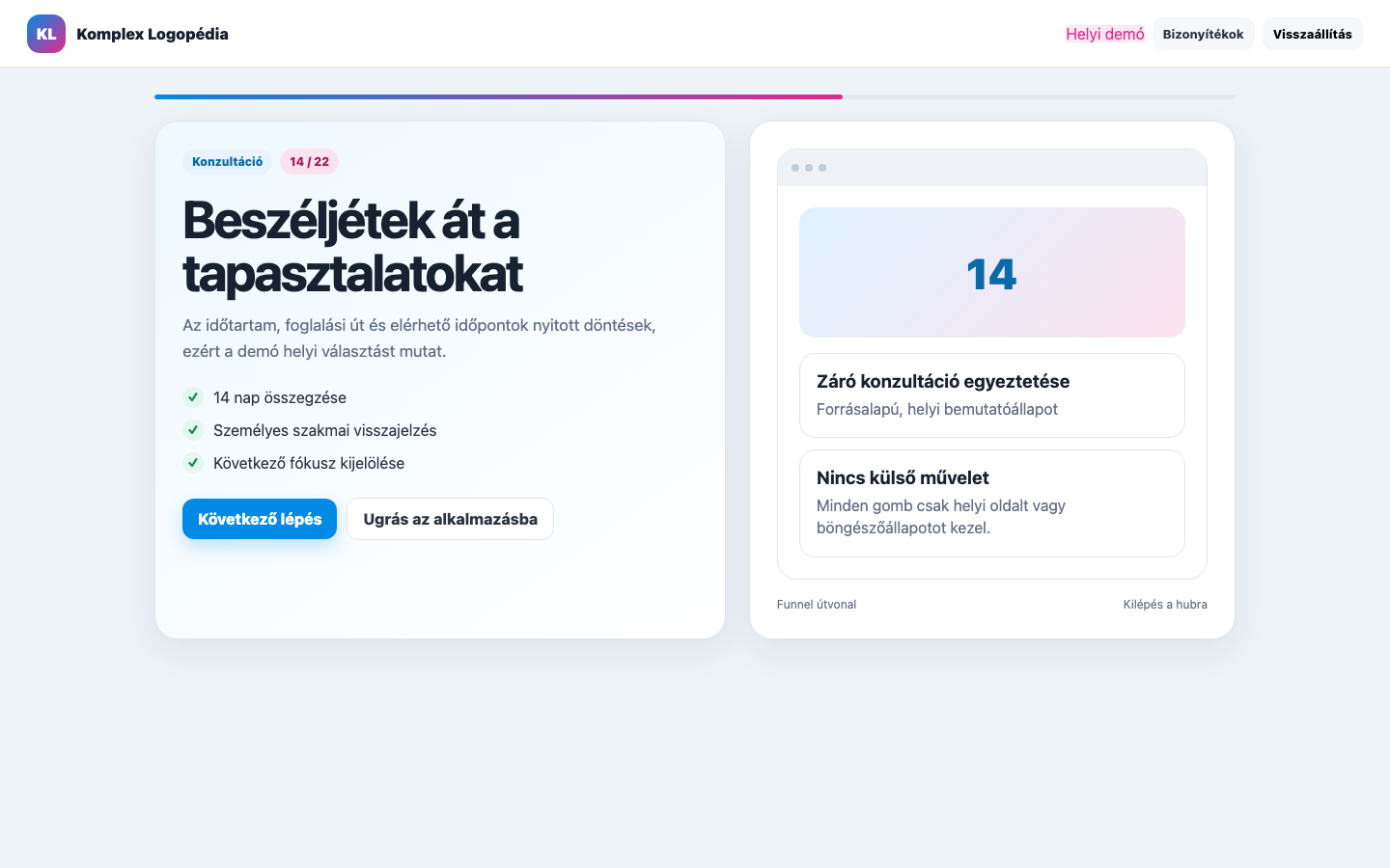 Záró konzultáció egyeztetése asztali nézet