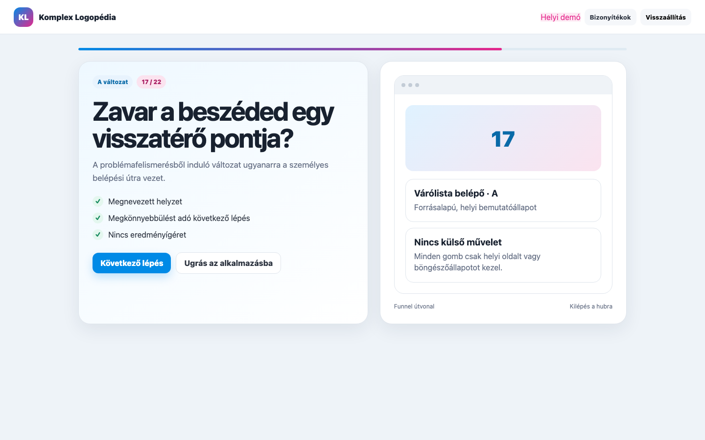 Várólista belépő · A asztali nézet