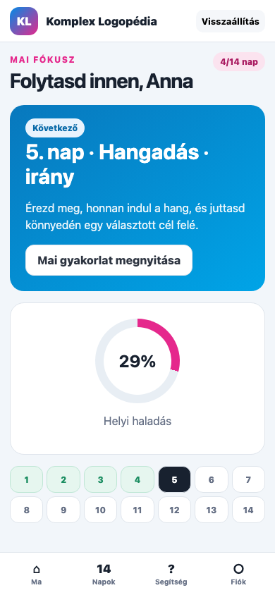 Ma · haladás mobil nézet