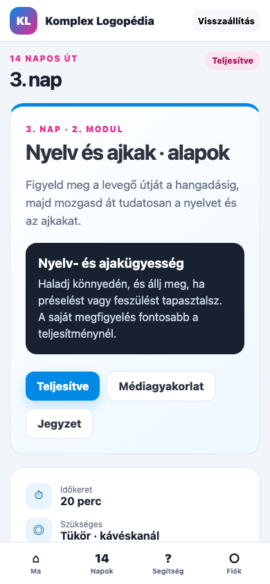 3. nap · Nyelv és ajkak · alapok mobil nézet
