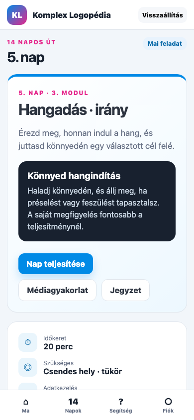 5. nap · Hangadás · irány mobil nézet