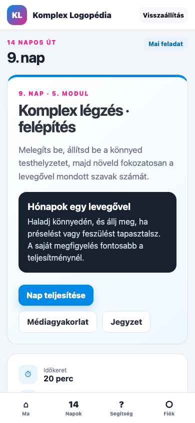 9. nap · Komplex légzés · felépítés mobil nézet