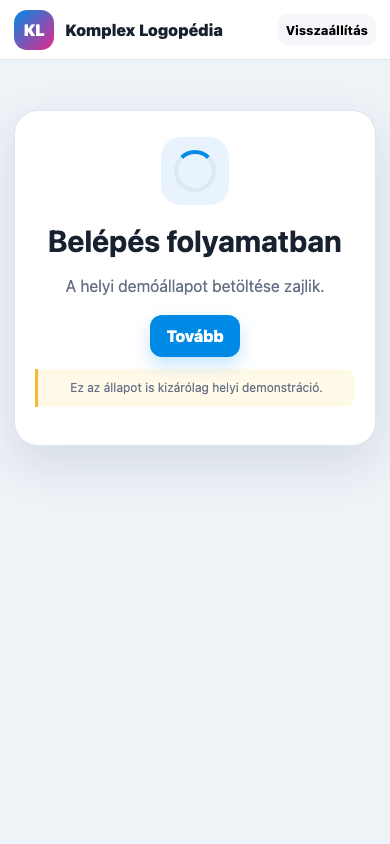 Belépés · betöltés mobil nézet