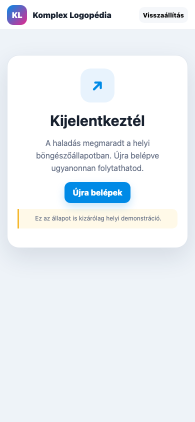 Kijelentkezve mobil nézet