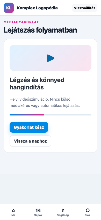 Médiagyakorlat · lejátszás mobil nézet