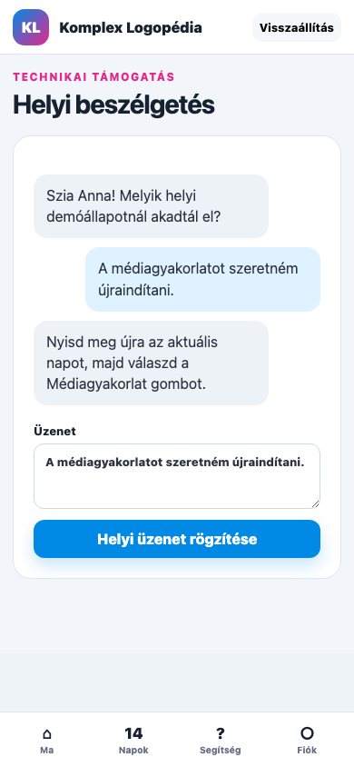 Támogatás · üres mobil nézet