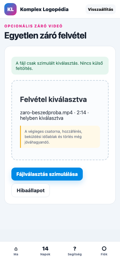 Záró videó · kiválasztva mobil nézet