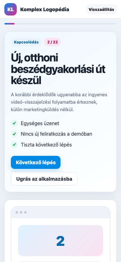 Meglévő lista belépő mobil nézet
