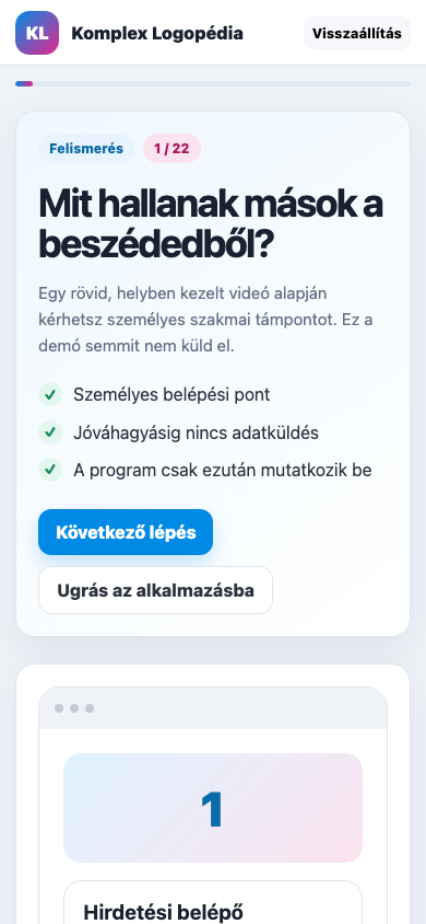 Hirdetési belépő mobil nézet