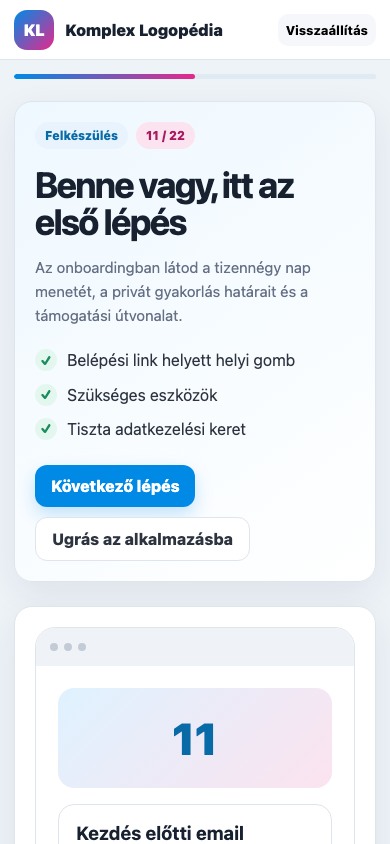 Kezdés előtti email mobil nézet