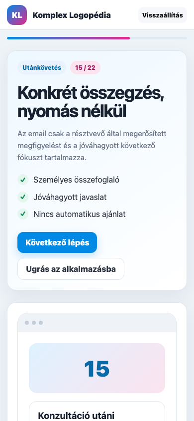 Konzultáció utáni összegzés mobil nézet