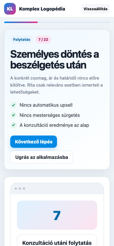 Konzultáció utáni folytatás mobil nézet