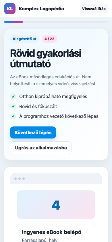 Ingyenes eBook belépő mobil nézet