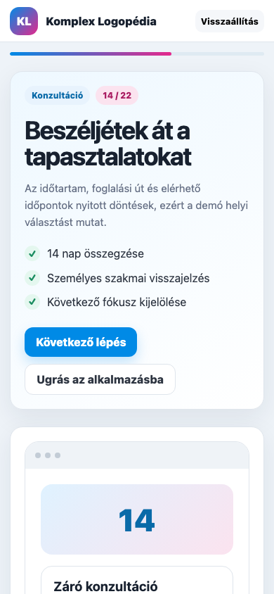 Záró konzultáció egyeztetése mobil nézet