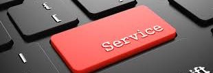 Red Service key on a black computer keyboard.