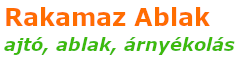 Rakamaz Ablak logo with orange and green lettering.