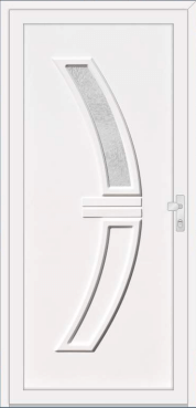 White door with two long curved inset panels.