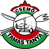 Tamás Tanya címerlogó Csemő és Tamás Tanya felirattal, szélmalom- és tanyai motívummal. A címerlogó kis méretű, fehér háttéren fekete kontúrokkal látható.