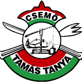 Tamás Tanya címerlogó Csemő és Tamás Tanya felirattal, szélmalom- és tanyai motívummal. A kis embléma fehér háttéren jelenik meg, piros felső és zöld alsó ívvel.