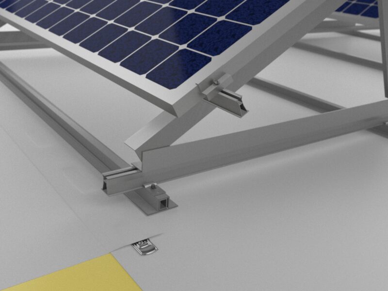 Solar panels installed on a flat roof.
