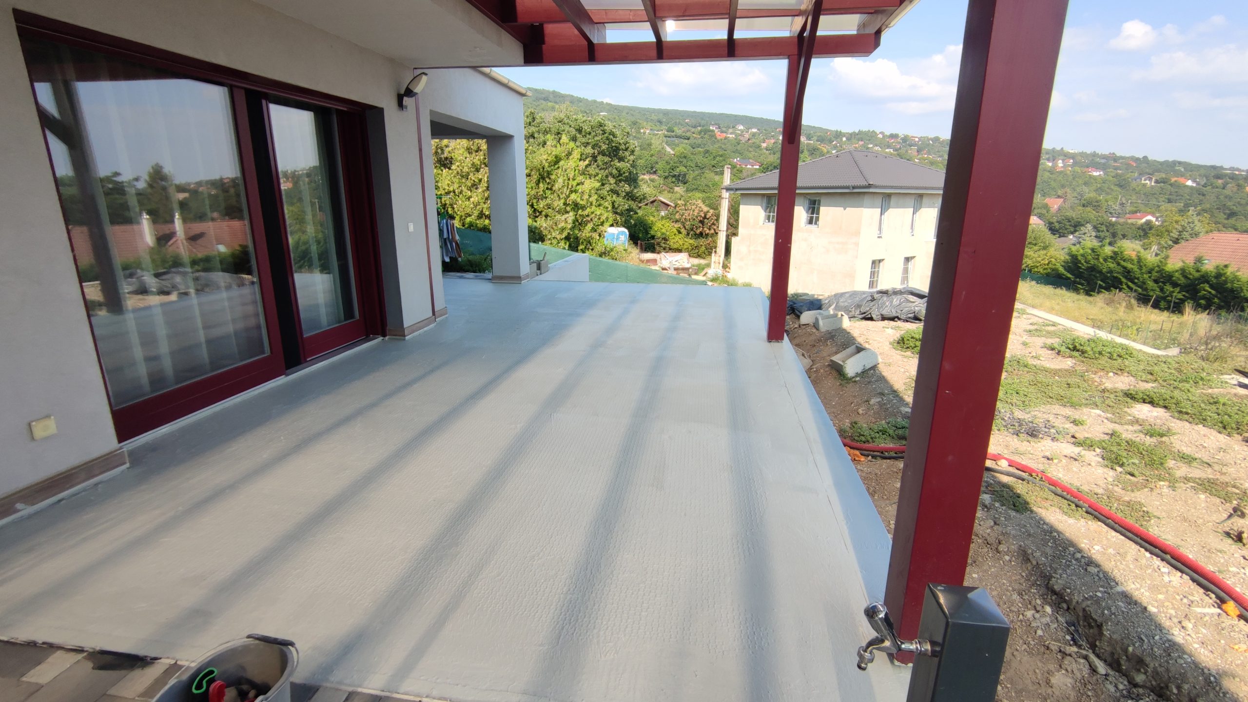 Finished waterproof terrace surface.