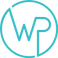 A sötét háttéren türkiz, vékony vonalakból álló kerek embléma látható. A kör belsejében a stilizált „WP” betűk jelennek meg. Más felirat vagy grafikai elem nincs a képen.