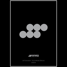 Black appliance catalog cover with five pale circular dots and white lettering.