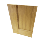 Small oak door sample with curved decorative inner trim.
