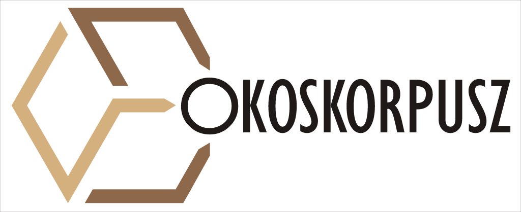 Ökoszkorpusz logo with outlined hexagon.